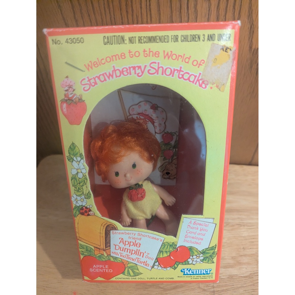 Vintage 1980 Strawberry Shortcake Apple Dumplin Doll w/ Box & Comb Kenner - Picture 2 of 16